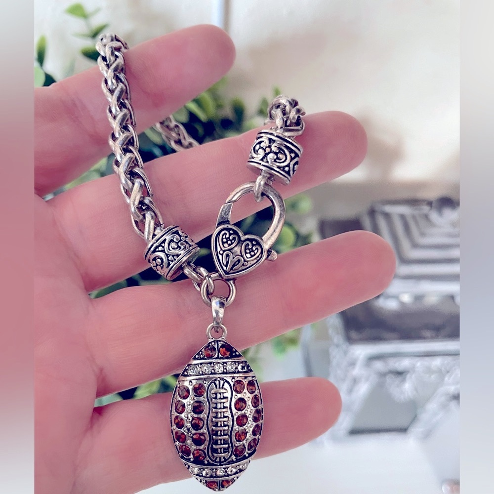 Football Mom Silver tone rhinestone Charm Bracelet Football MomTeam Senior Night